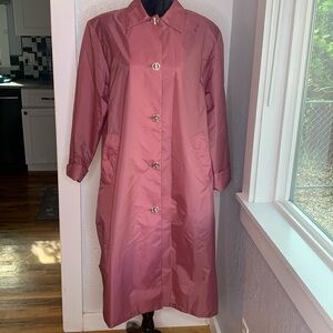 Aqua Sheen mauve button up rain jacket 100% nylon vintage 1980s size Large